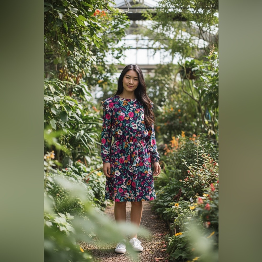 LOFT Floral Long Sleeve Dress - Multicolor